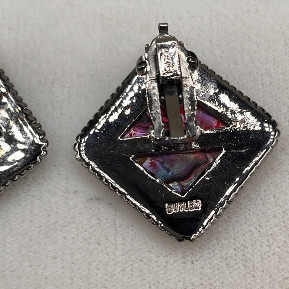 Vtg Butler Signed Fifth Avenue Collection Red Rubi Abalone Necklace And Earrings - Picture 3 of 11